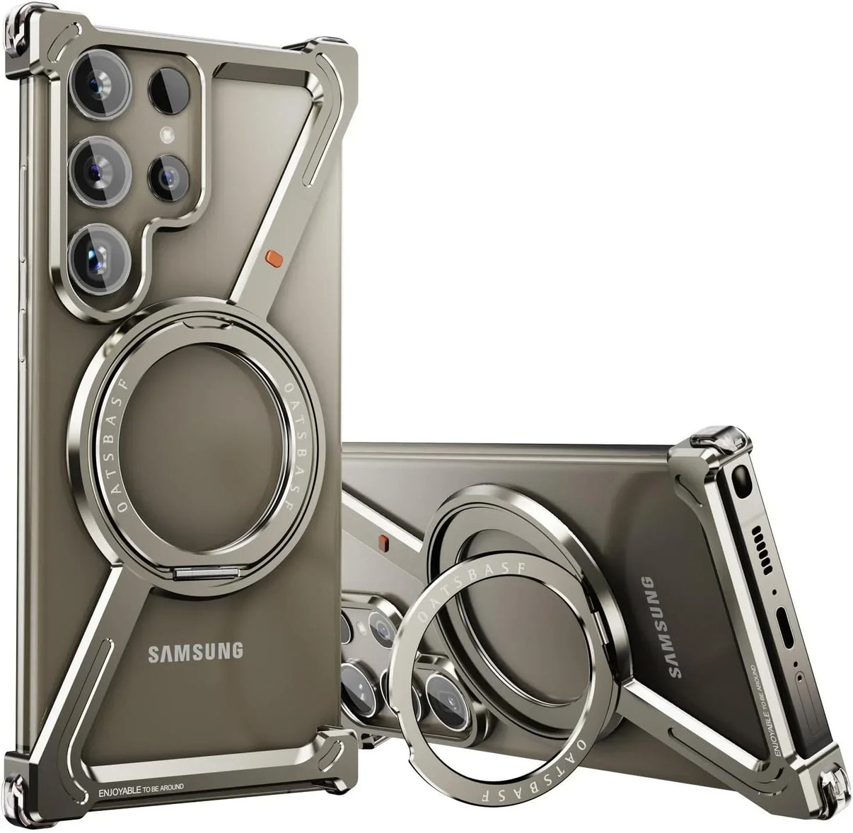 Z-Shape Metal Case - Minimalist Frameless Design with 360° Rotating Kickstand For Samsung Galaxy S25 Ultra