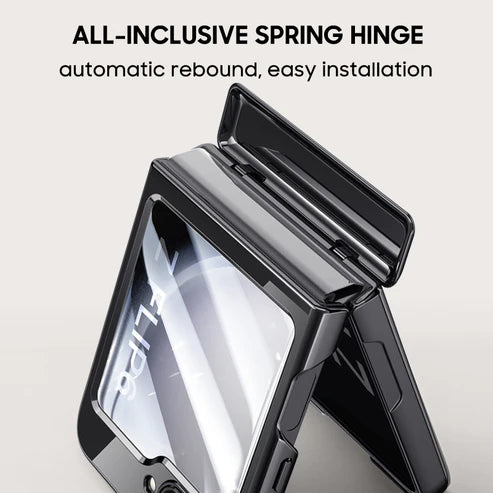 Shockproof Transparent Electroplating Case with Hinge Protection For Galaxy Z Flip