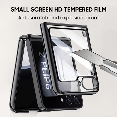 Shockproof Transparent Electroplating Case with Hinge Protection For Galaxy Z Flip