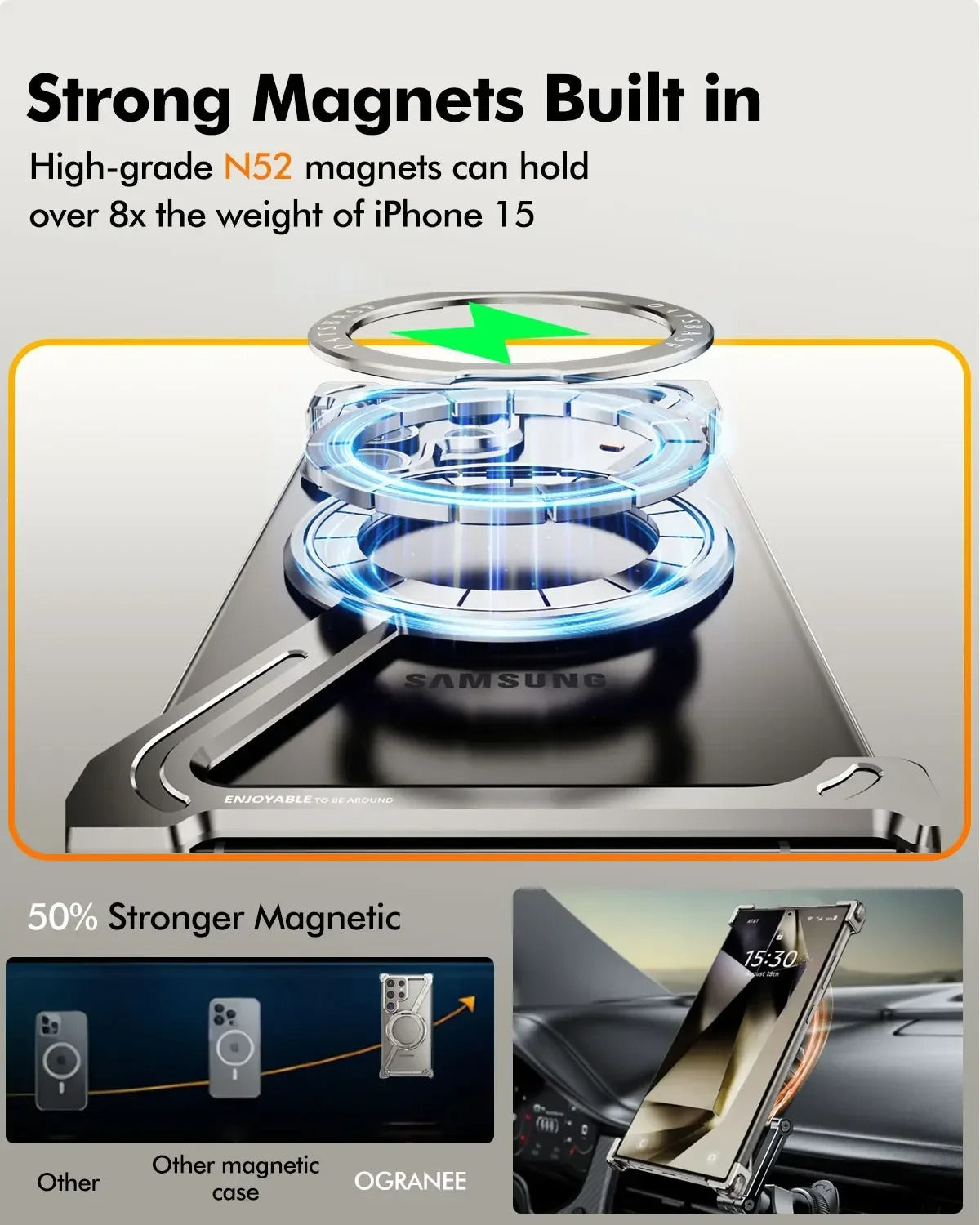Z-Shape Metal Case - Minimalist Frameless Design with 360° Rotating Kickstand For Samsung Galaxy S25 Ultra
