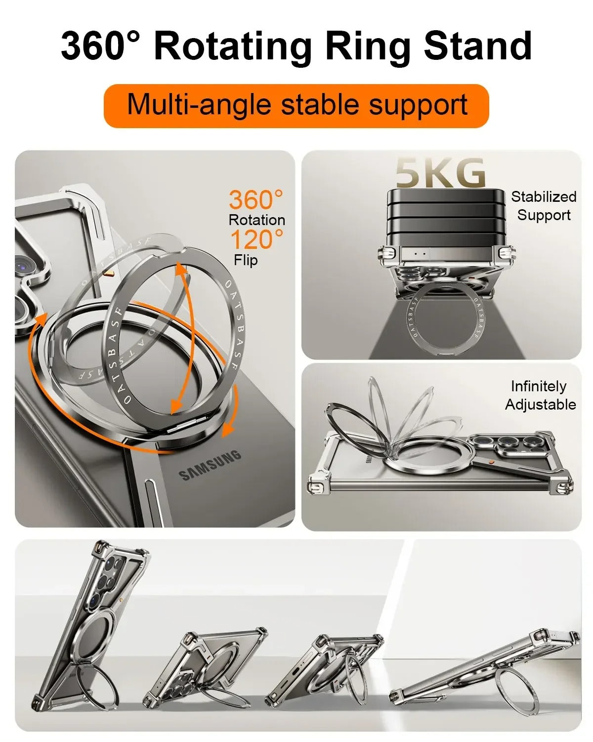 Z-Shape Metal Case - Minimalist Frameless Design with 360° Rotating Kickstand For Samsung Galaxy S25 Ultra