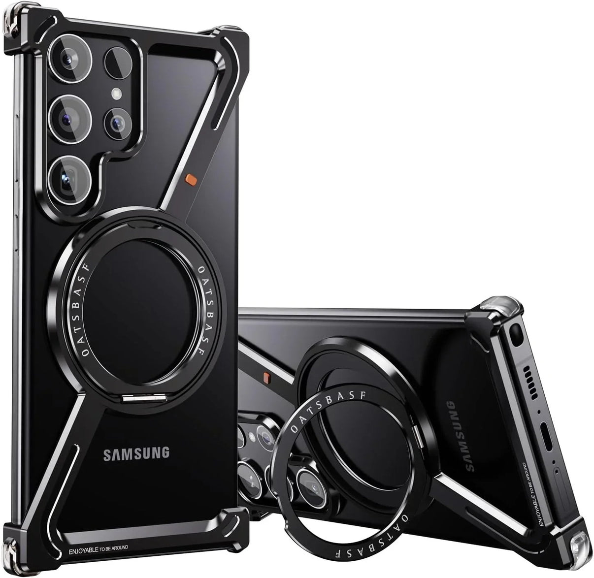 Z-Shape Metal Case - Minimalist Frameless Design with 360° Rotating Kickstand For Samsung Galaxy S25 Ultra