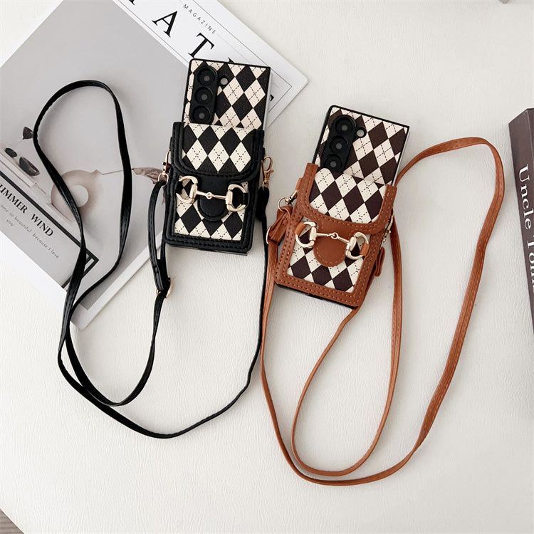 Leather Crossbody Case with Card Holder for Galaxy Z Fold