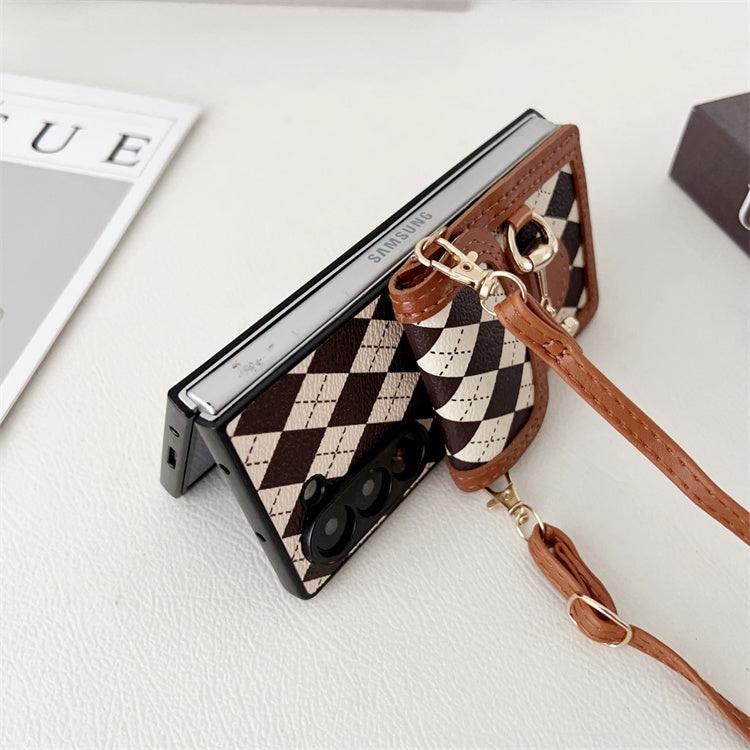 Leather Crossbody Case with Card Holder for Galaxy Z Fold