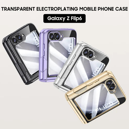 Shockproof Transparent Electroplating Case with Hinge Protection For Galaxy Z Flip