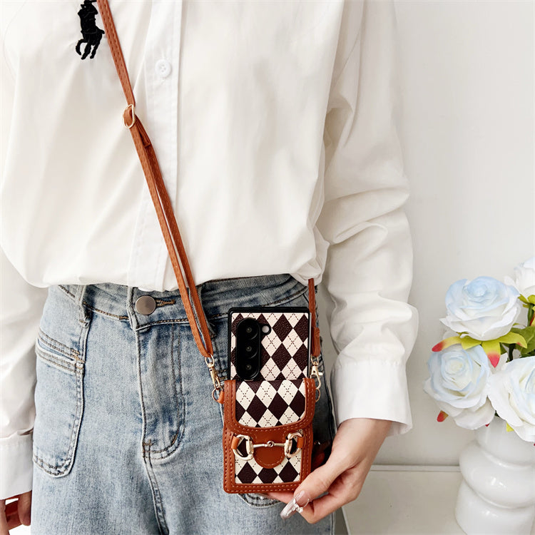 Leather Crossbody Case with Card Holder for Galaxy Z Fold