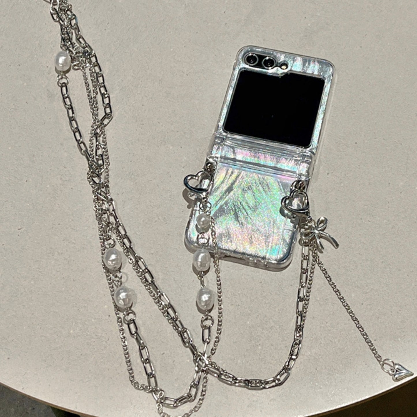 Galaxy Z Flip Luxury Case with Chain & Card Holder