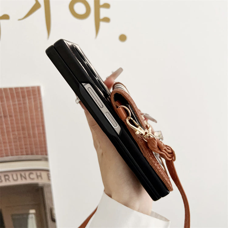 Leather Crossbody Case with Card Holder for Galaxy Z Fold