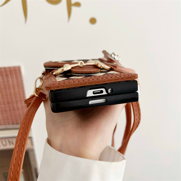Leather Crossbody Case with Card Holder for Galaxy Z Fold