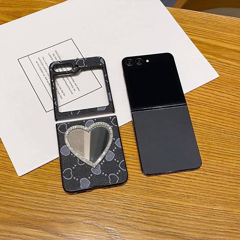 Luxury Heart Mirror Leather Case for Samsung Galaxy Z Flip