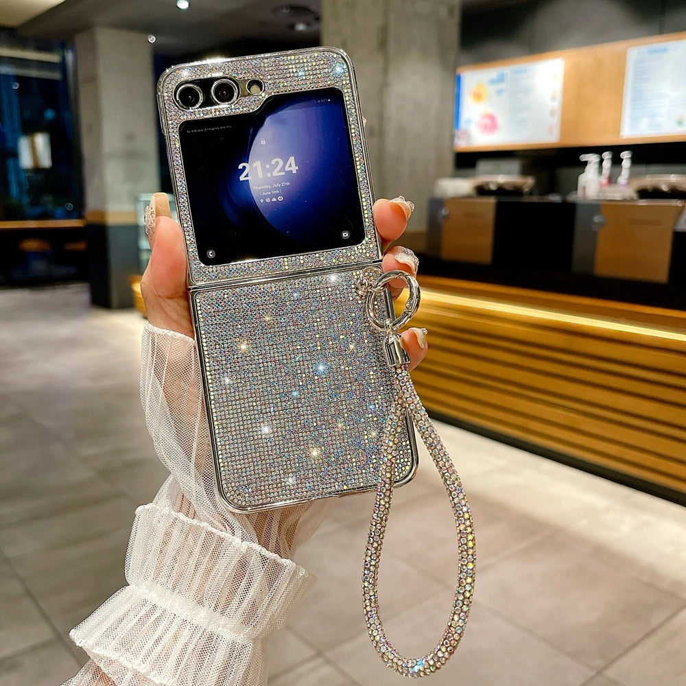 Luxury Glittering Diamond Bracelet Case For Z Flip Series