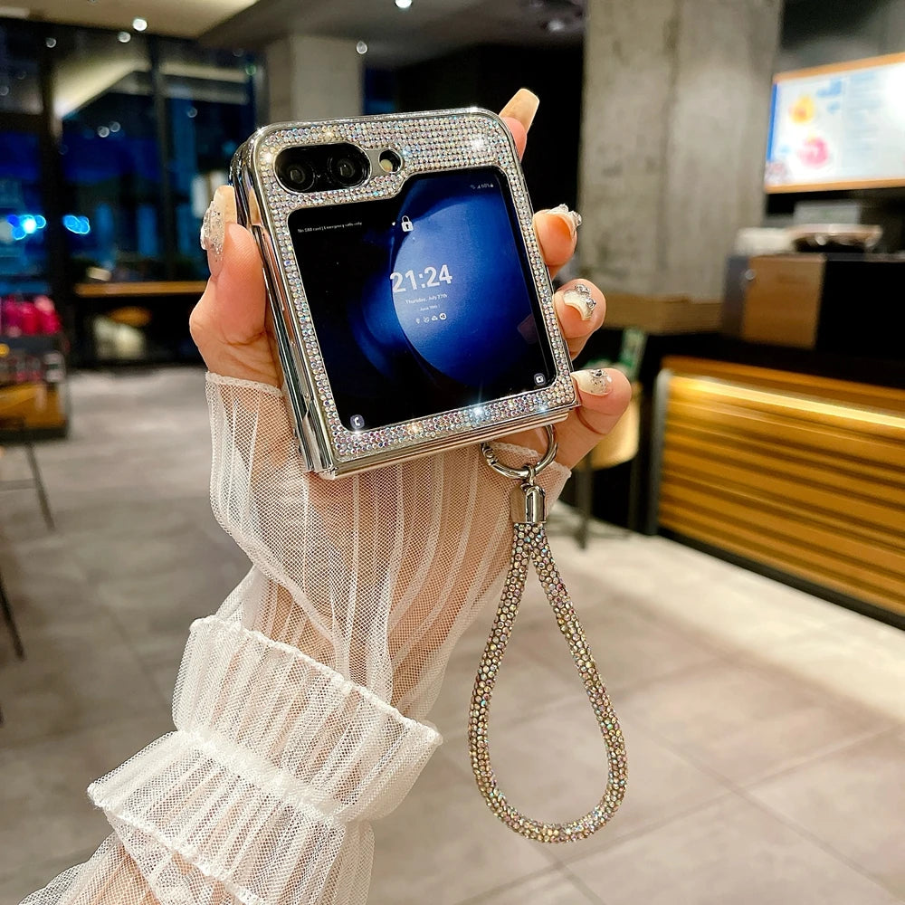 Luxury Glittering Diamond Bracelet Case For Z Flip Series