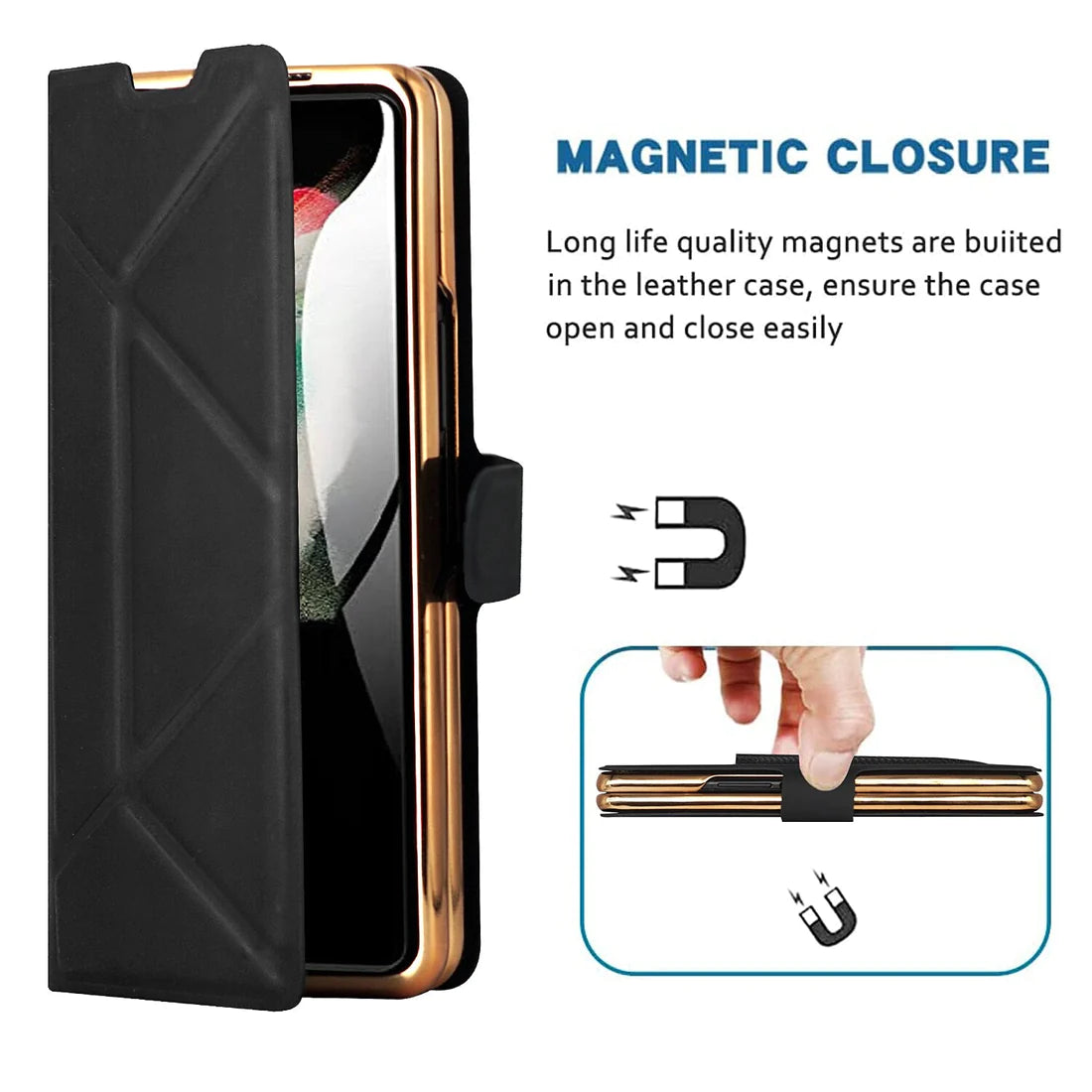 Leather Flip Stand S Pen Holder Slot Case For Galaxy Z Fold 4 & 5
