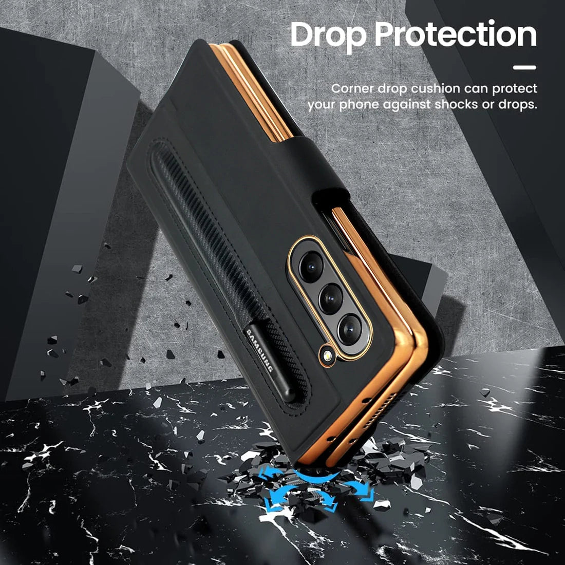 Leather Flip Stand S Pen Holder Slot Case For Galaxy Z Fold 4 & 5