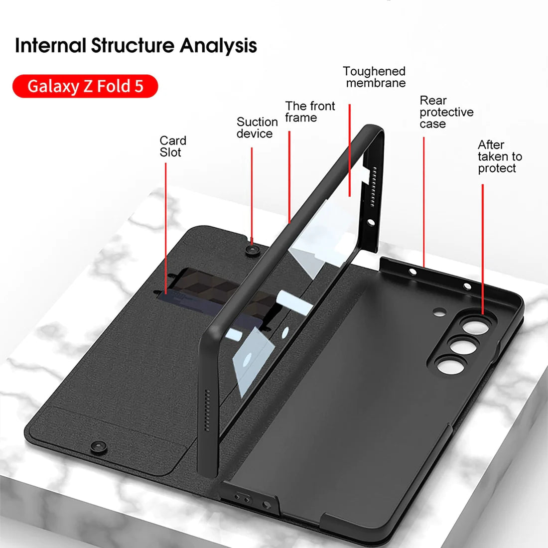 Leather Case with Side Pen slot for Samsung Galaxy Z fold 5 & 4