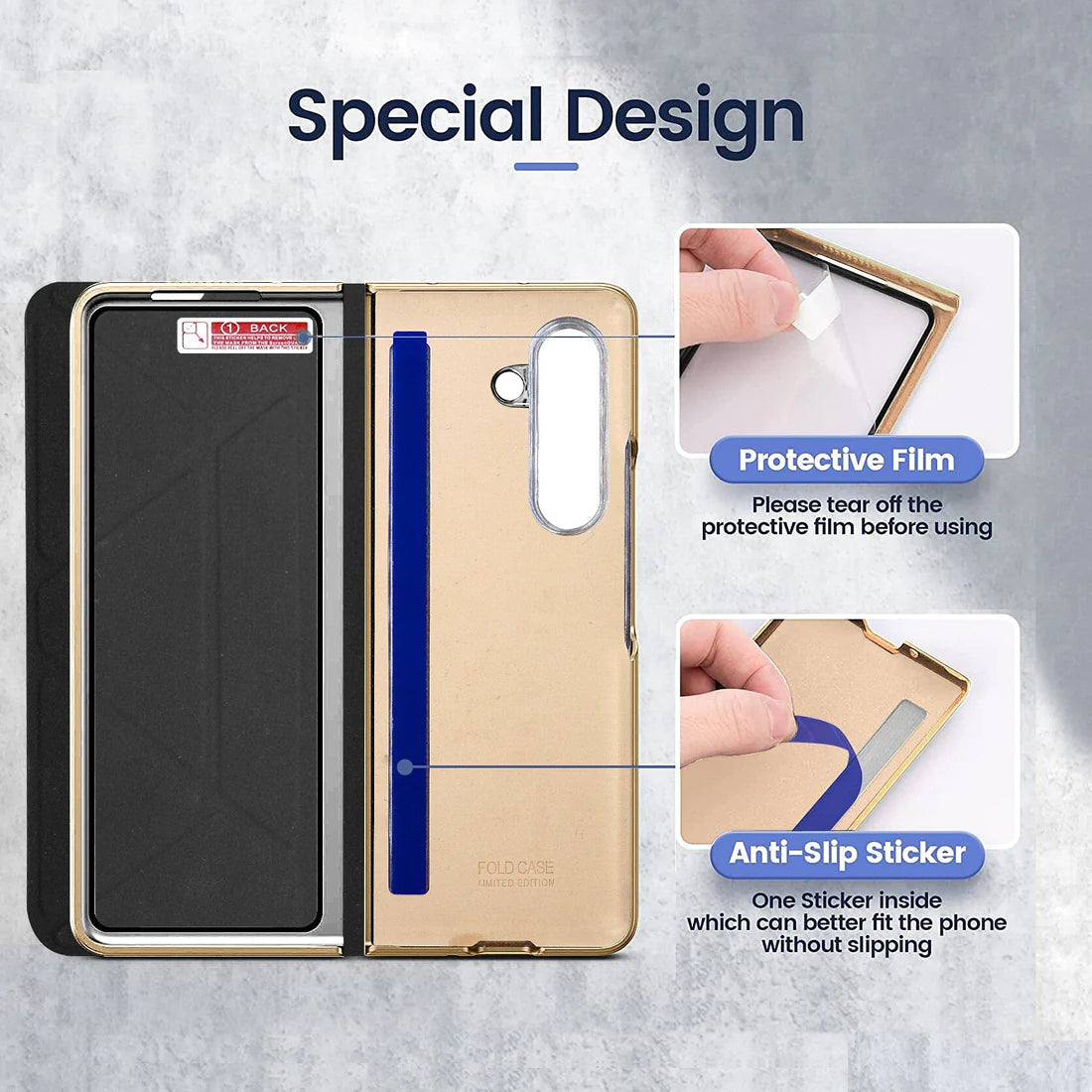 Leather Flip Stand S Pen Holder Slot Case For Galaxy Z Fold 4 & 5