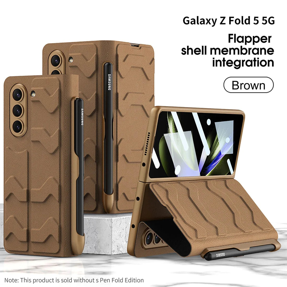 Leather Case with Side Pen slot for Samsung Galaxy Z fold 5 & 4