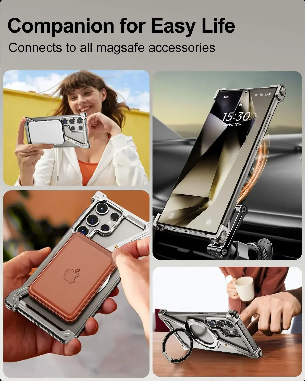 Z-Shape Metal Case - Minimalist Frameless Design with 360° Rotating Kickstand For Samsung Galaxy S25 Ultra
