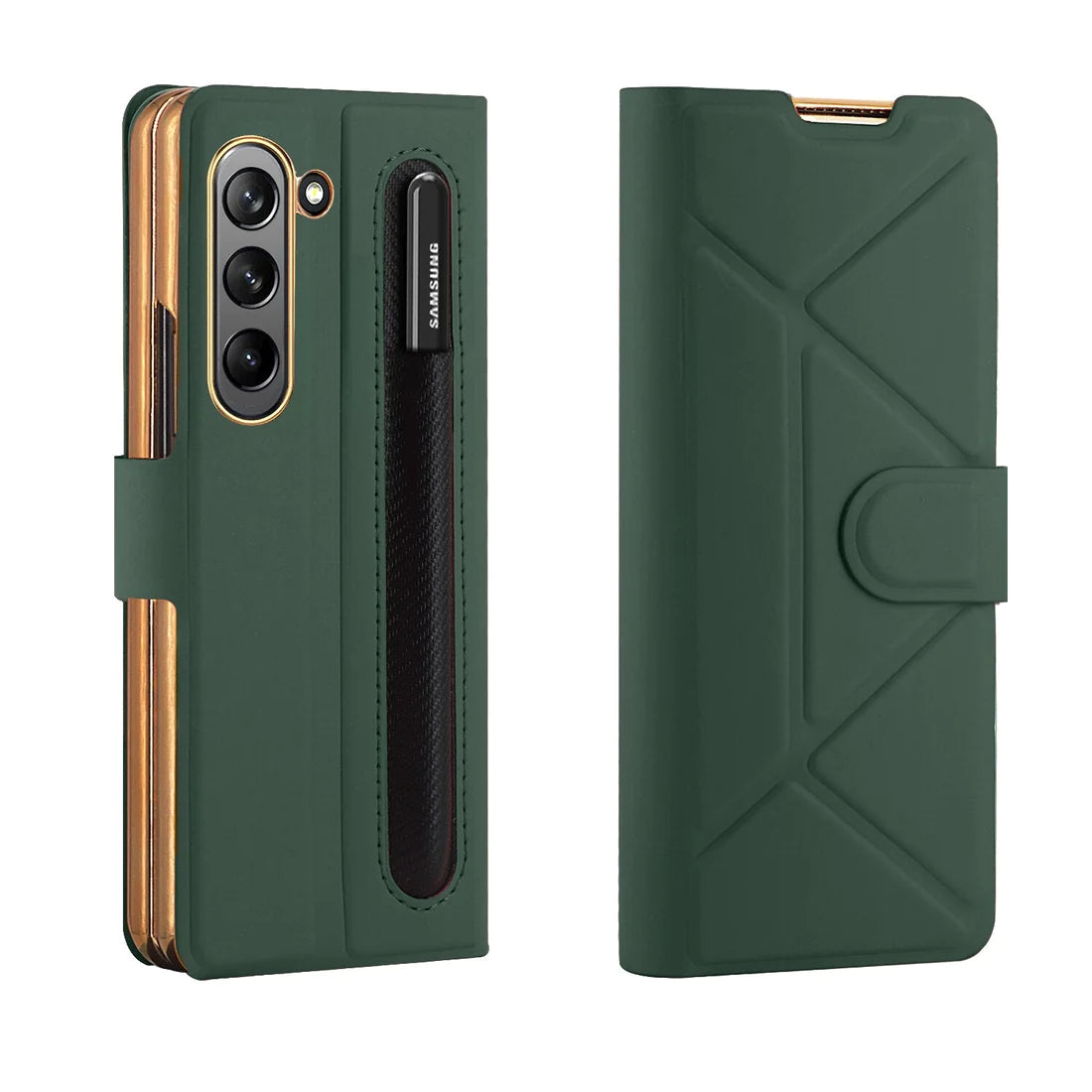 Leather Flip Stand S Pen Holder Slot Case For Galaxy Z Fold 4 & 5