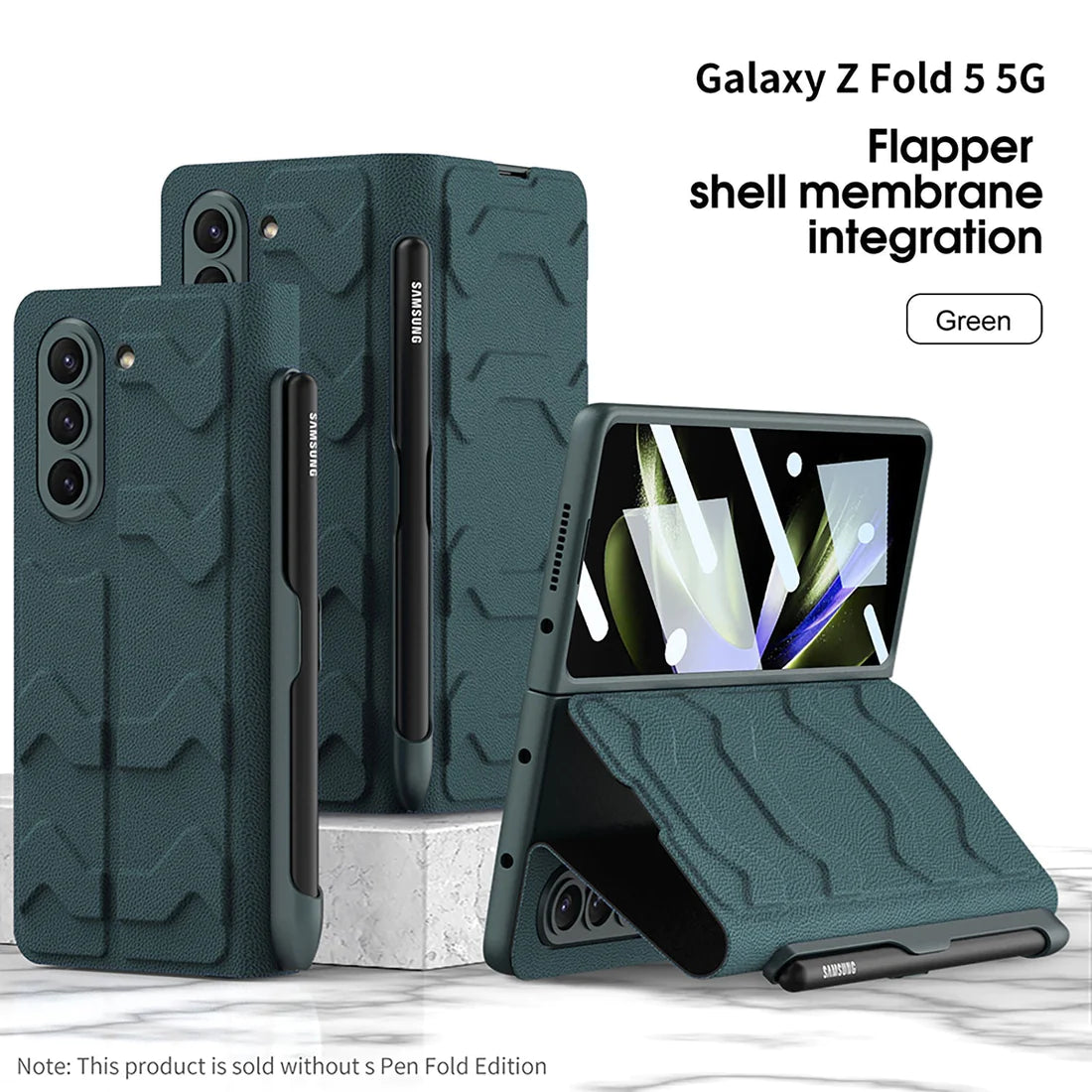 Leather Case with Side Pen slot for Samsung Galaxy Z fold 5 & 4