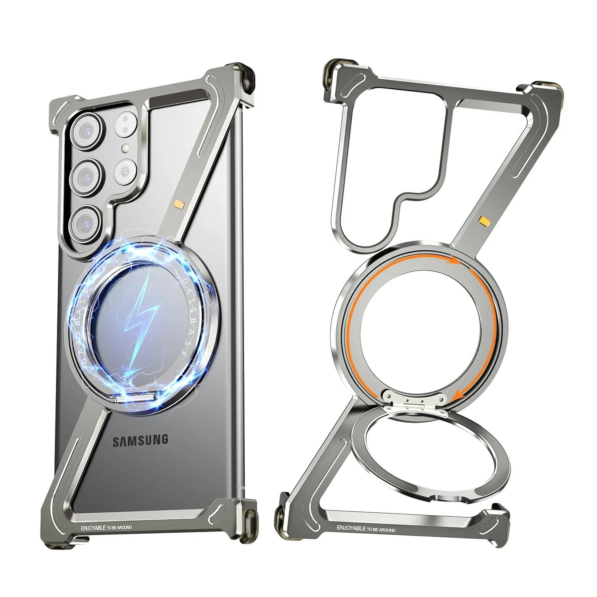Z-Shape Metal Case - Minimalist Frameless Design with 360° Rotating Kickstand For Samsung Galaxy S25 Ultra