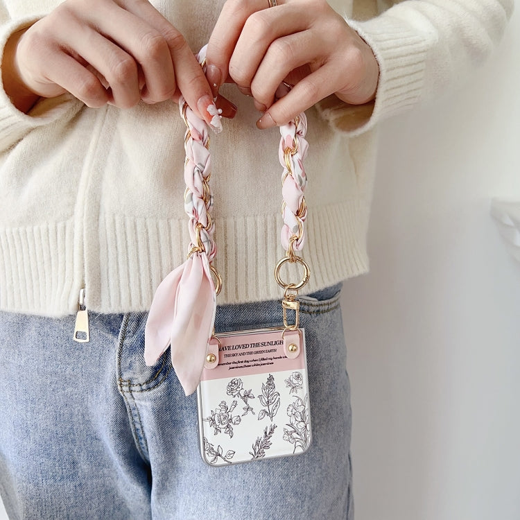 Luxury Floral Sketch Bracelet Case For Samsung Z Flip Series