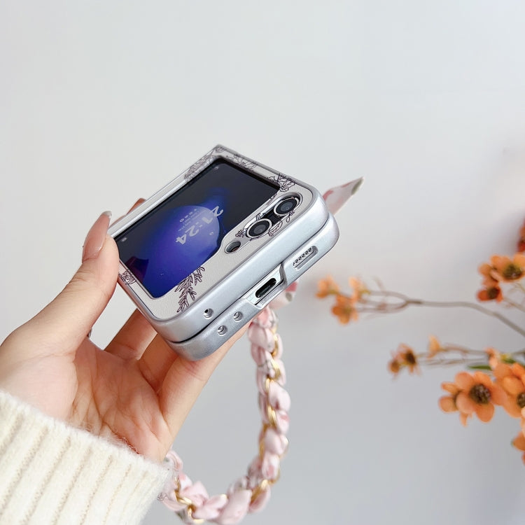 Luxury Floral Sketch Bracelet Case For Samsung Z Flip Series