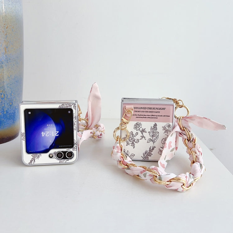 Luxury Floral Sketch Bracelet Case For Samsung Z Flip Series