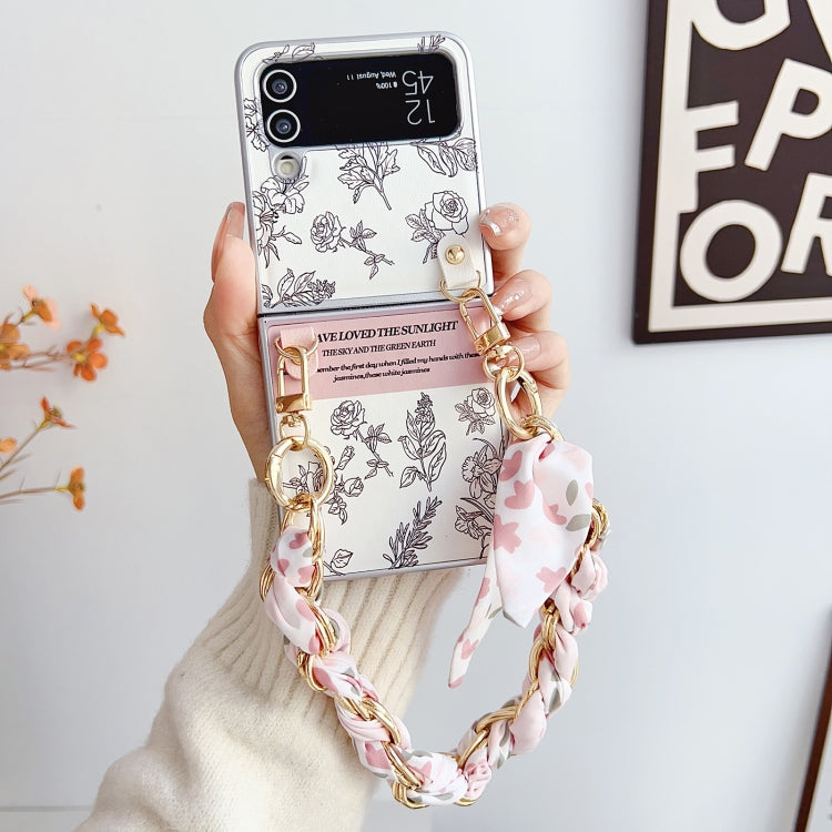 Luxury Floral Sketch Bracelet Case For Samsung Z Flip Series