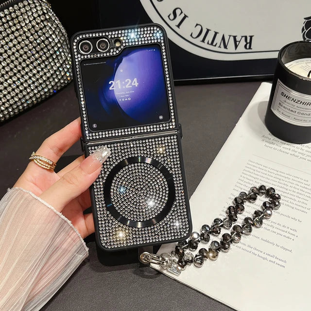 Luxury Diamond Crystal case Wrist Bracelet Strap For Galaxy Z Flip Series