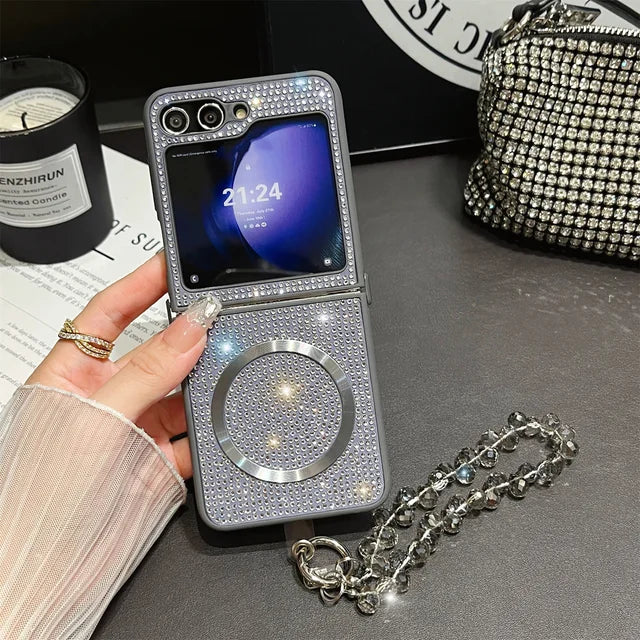 Luxury Diamond Crystal case Wrist Bracelet Strap For Galaxy Z Flip Series