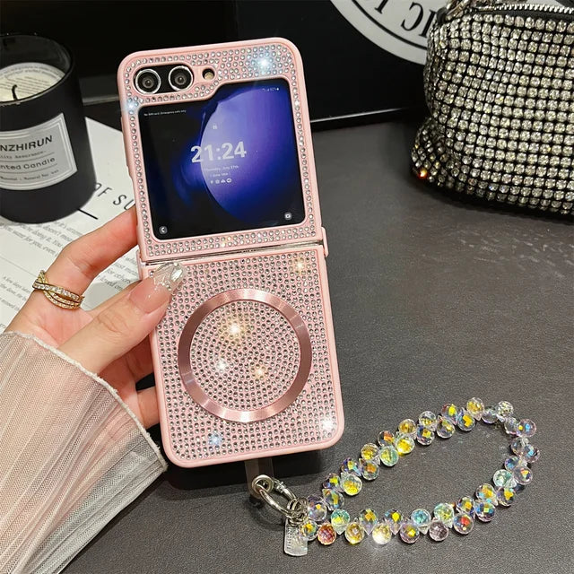 Luxury Diamond Crystal case Wrist Bracelet Strap For Galaxy Z Flip Series
