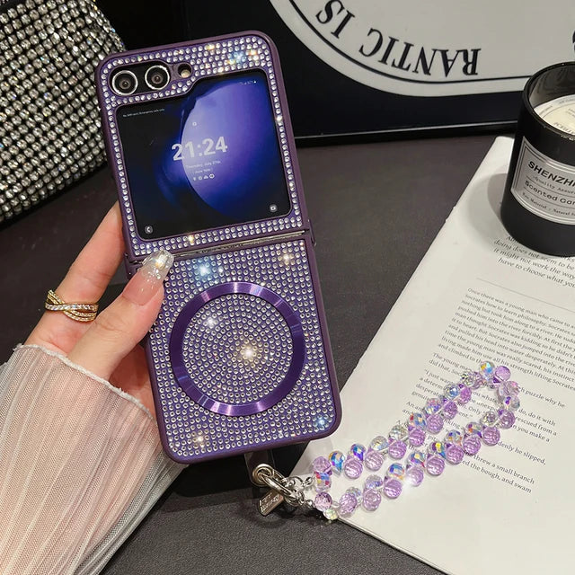 Luxury Diamond Crystal case Wrist Bracelet Strap For Galaxy Z Flip Series