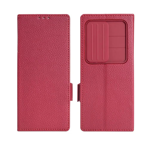 LEATHER Z FOLD 4 CASE WITH PEN HOLDER AND SLOT CAMERA COVER