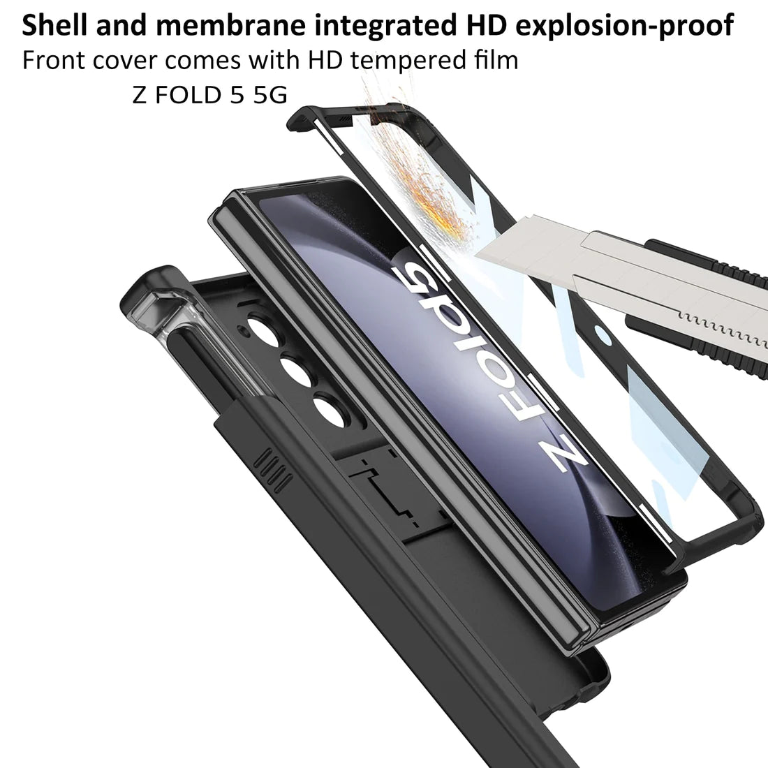 Magnetic Hinge Case with Slide Pen Holder & Kickstand For Galaxy Z Fold