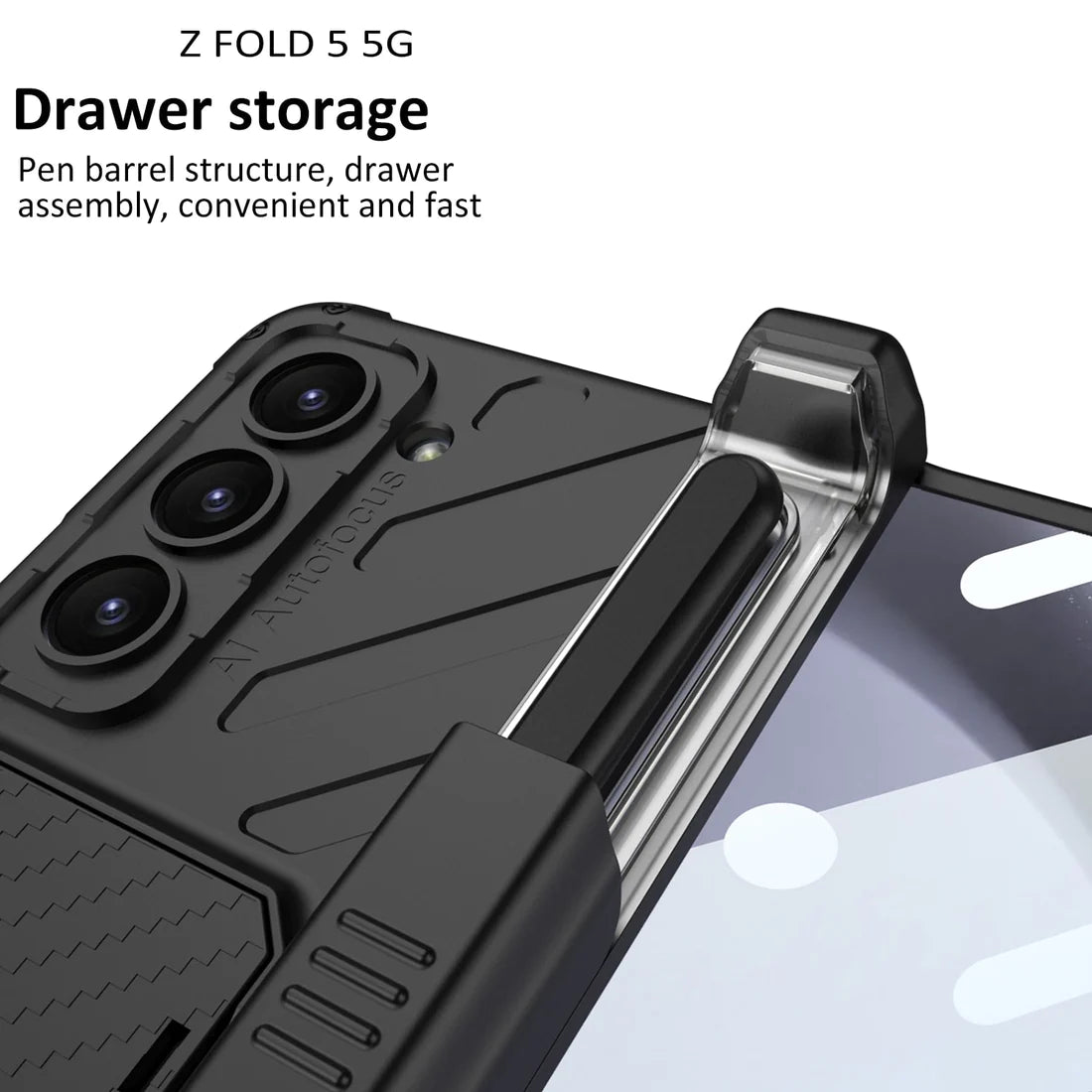 Magnetic Hinge Case with Slide Pen Holder & Kickstand For Galaxy Z Fold