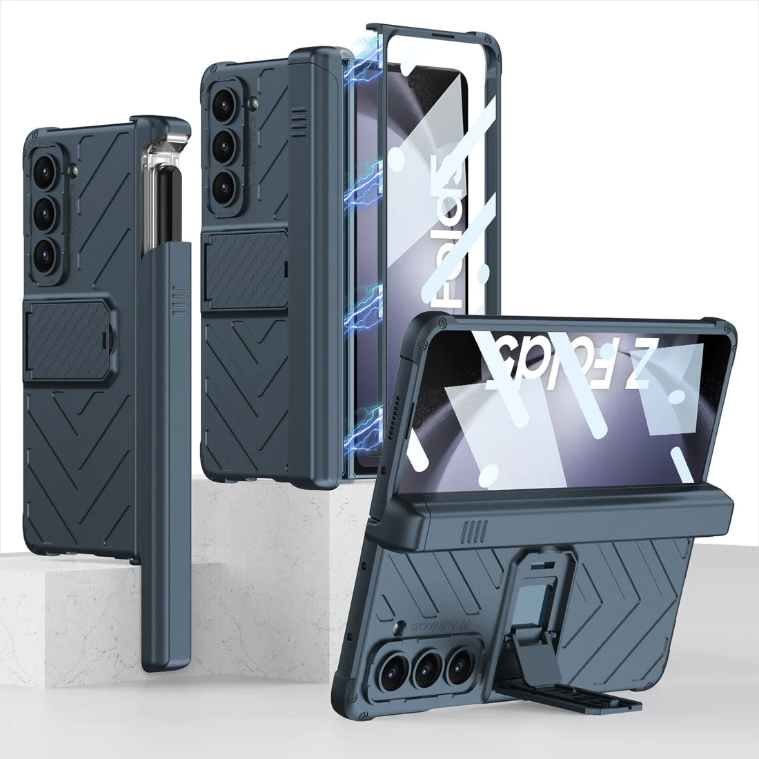 Magnetic Hinge Case with Slide Pen Holder & Kickstand For Galaxy Z Fold