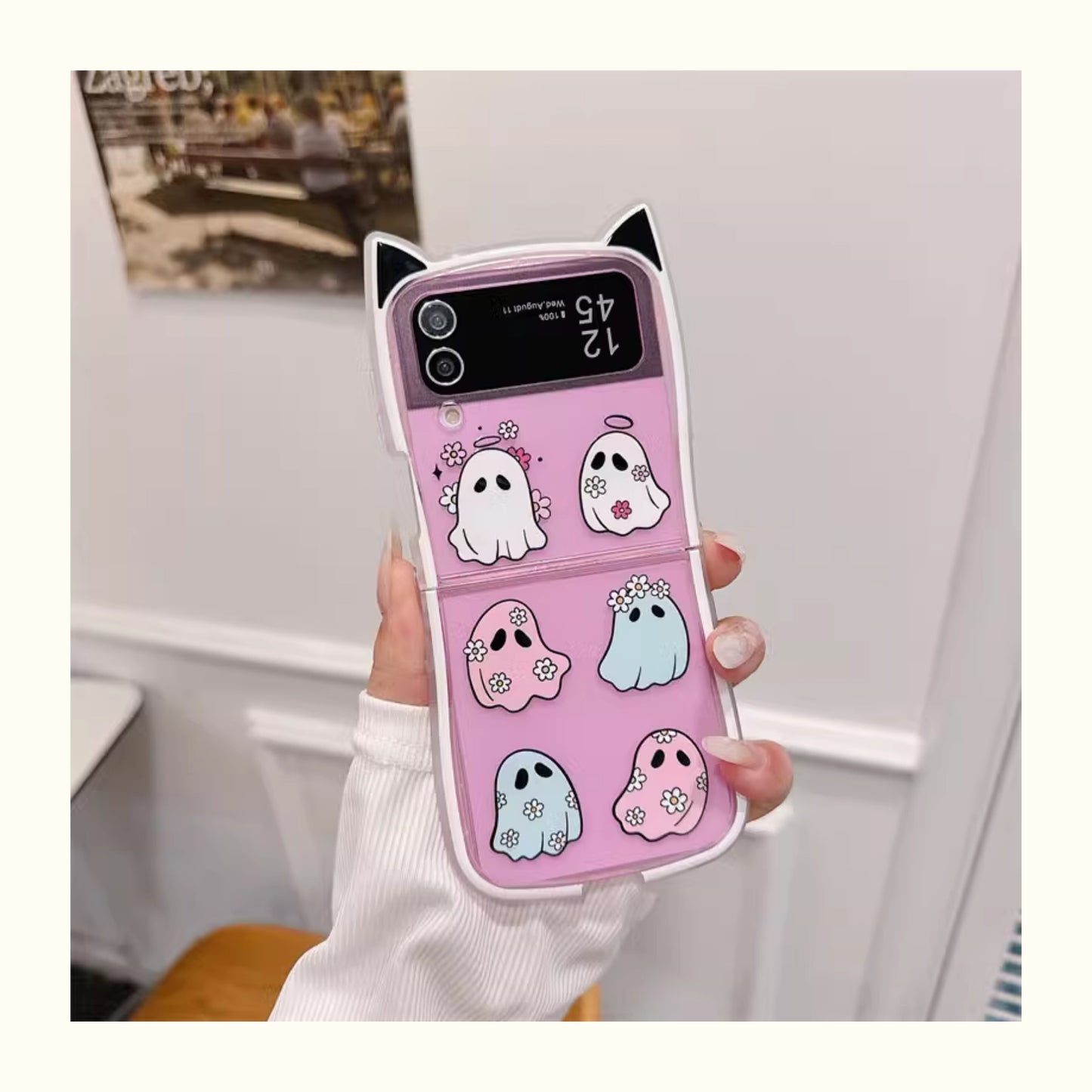 Cute Ghost & Flower Case for Samsung Z Flip Series