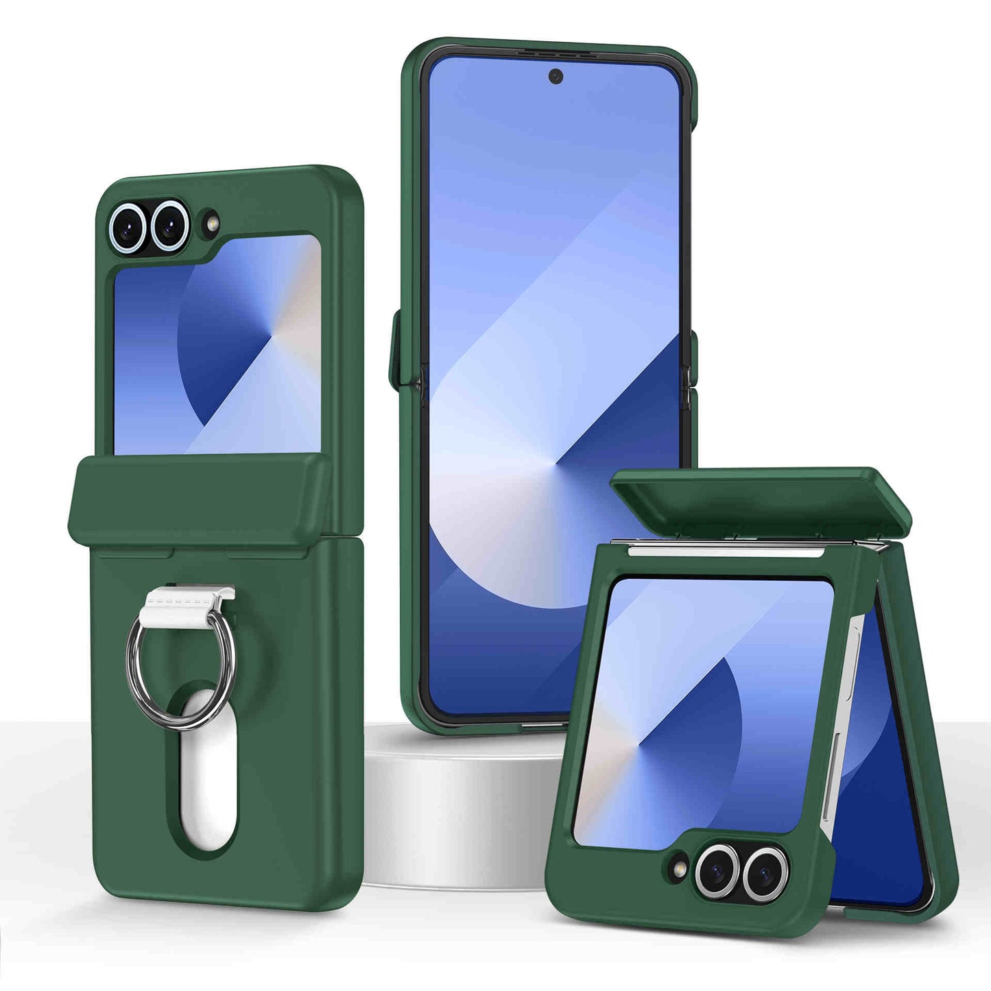 Shockproof Case with Hinge Guard, Card Holder, and Ring Bracket For samsung Z Flip