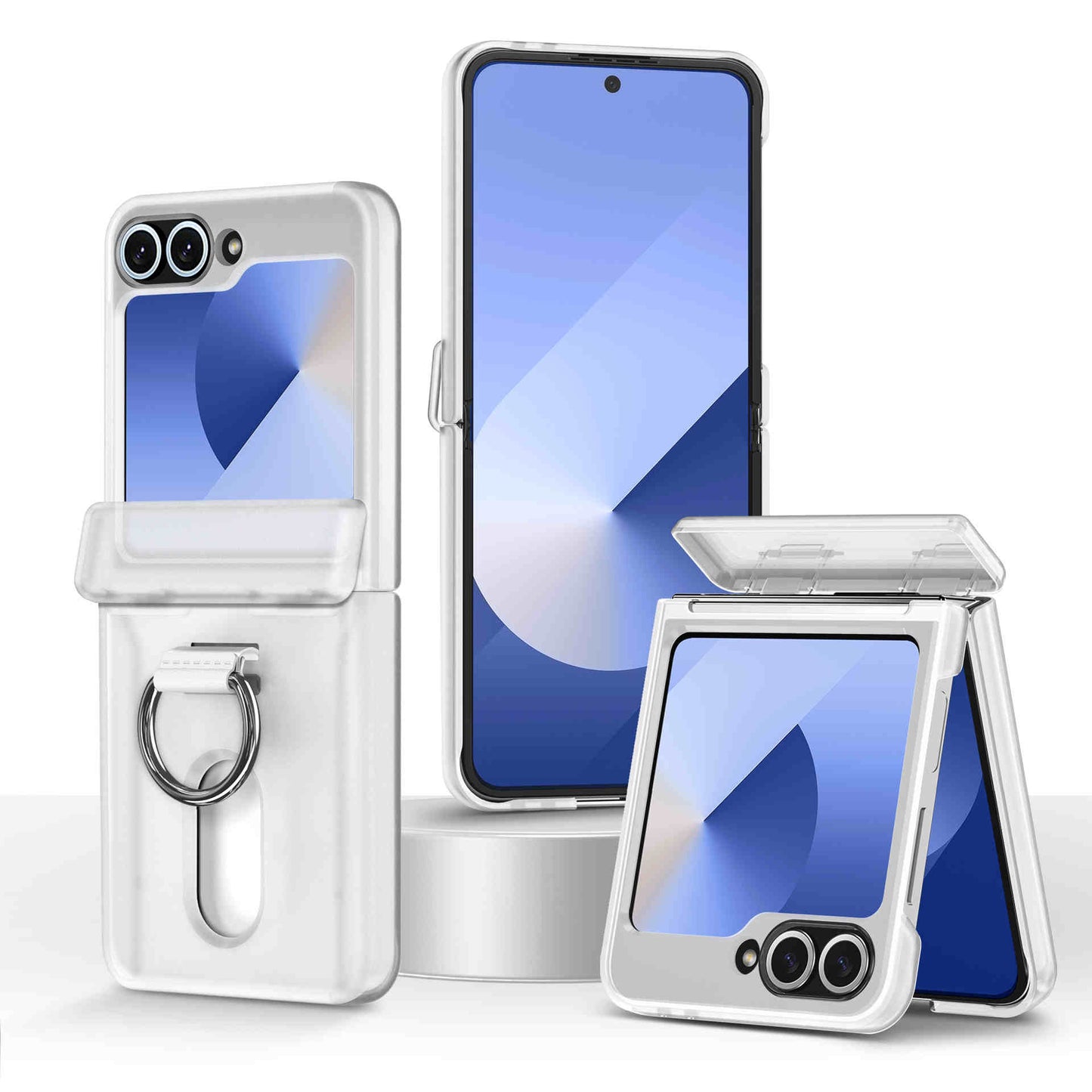 Shockproof Case with Hinge Guard, Card Holder, and Ring Bracket For samsung Z Flip