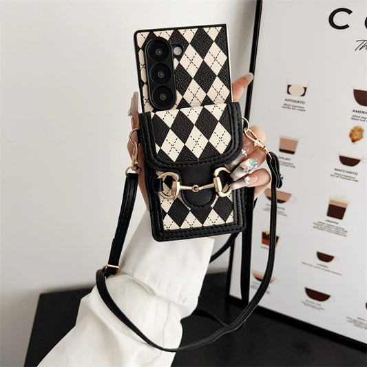 Leather Crossbody Case with Card Holder for Galaxy Z Fold
