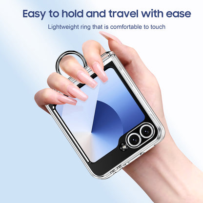 Shockproof Case with Hinge Guard, Card Holder, and Ring Bracket For samsung Z Flip