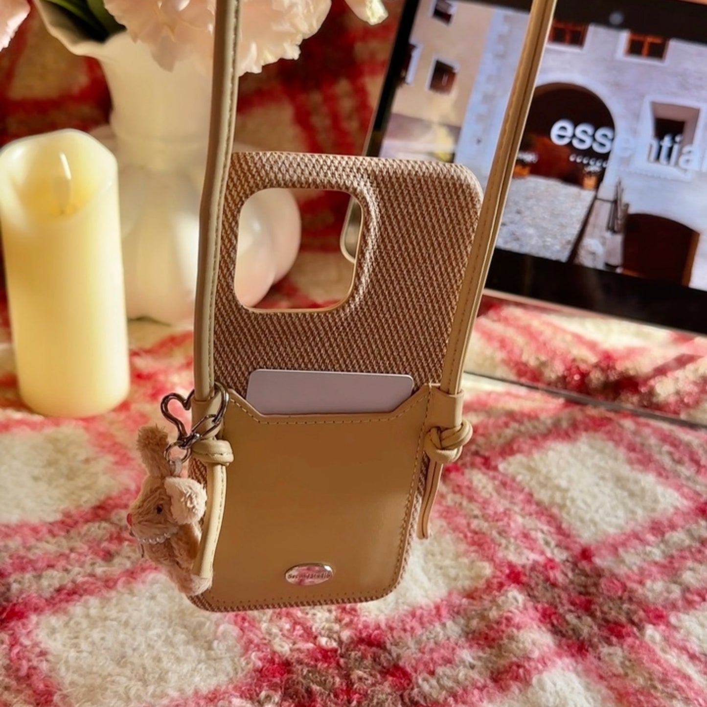 leather case  crossbody lanyard with card slot for iphone Series