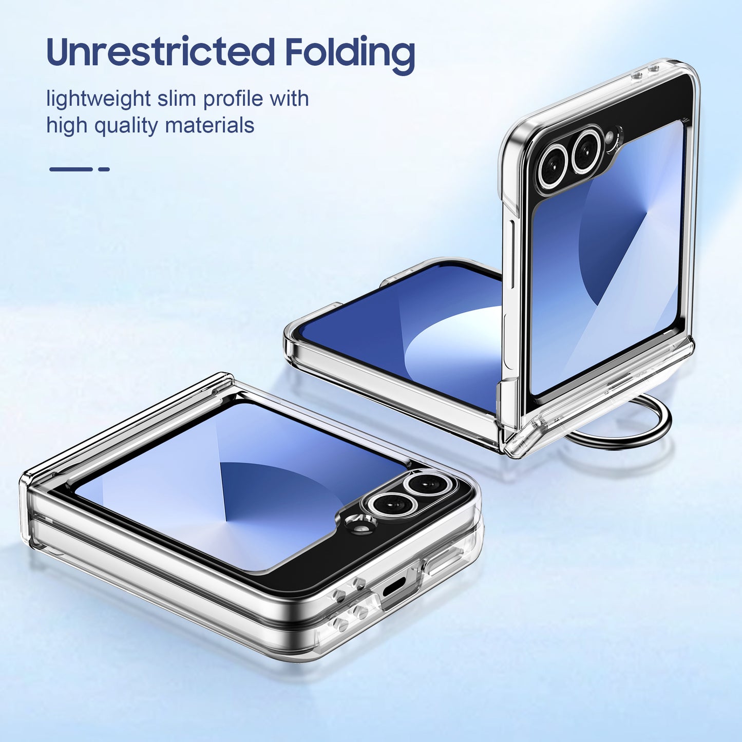 Shockproof Case with Hinge Guard, Card Holder, and Ring Bracket For samsung Z Flip