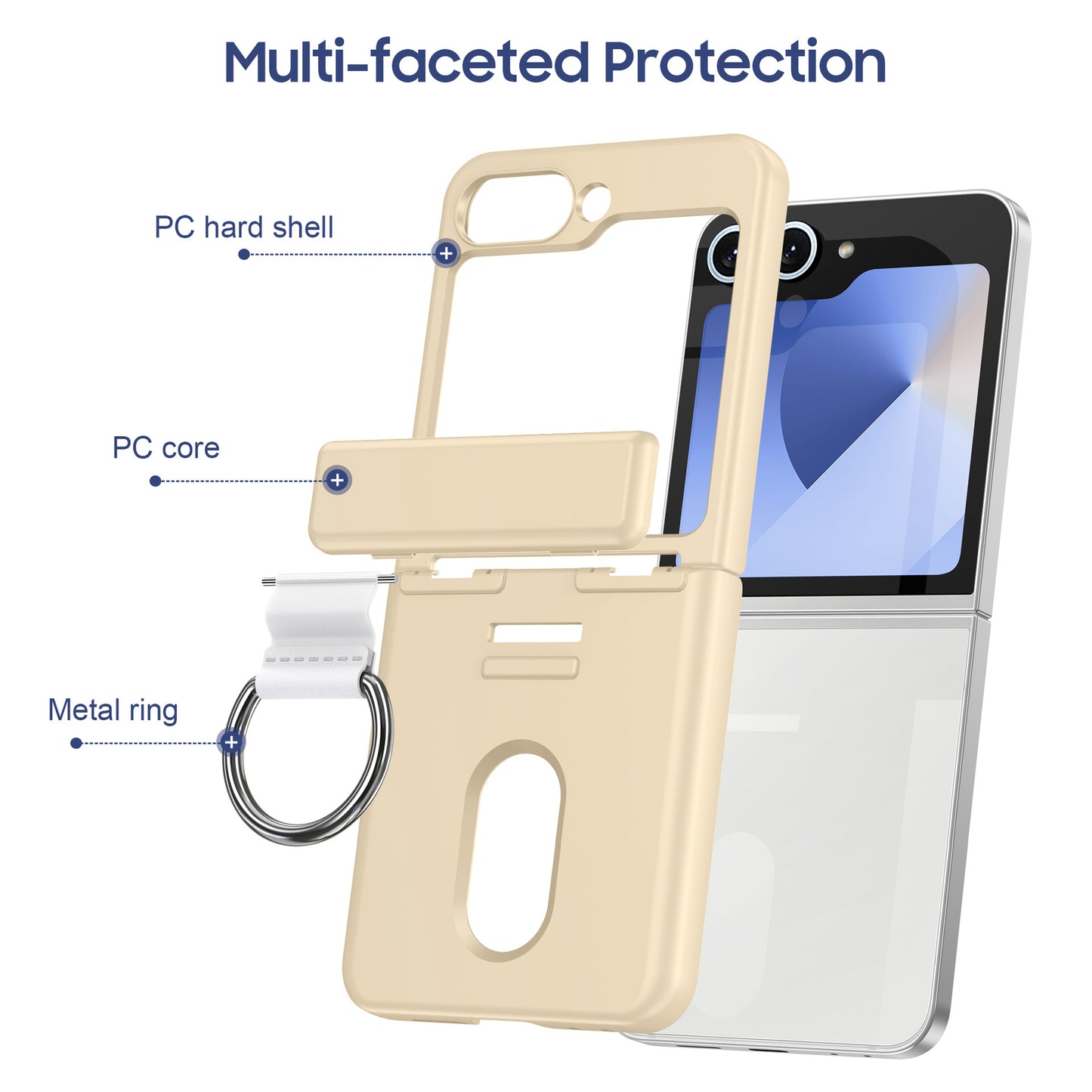 Shockproof Case with Hinge Guard, Card Holder, and Ring Bracket For samsung Z Flip