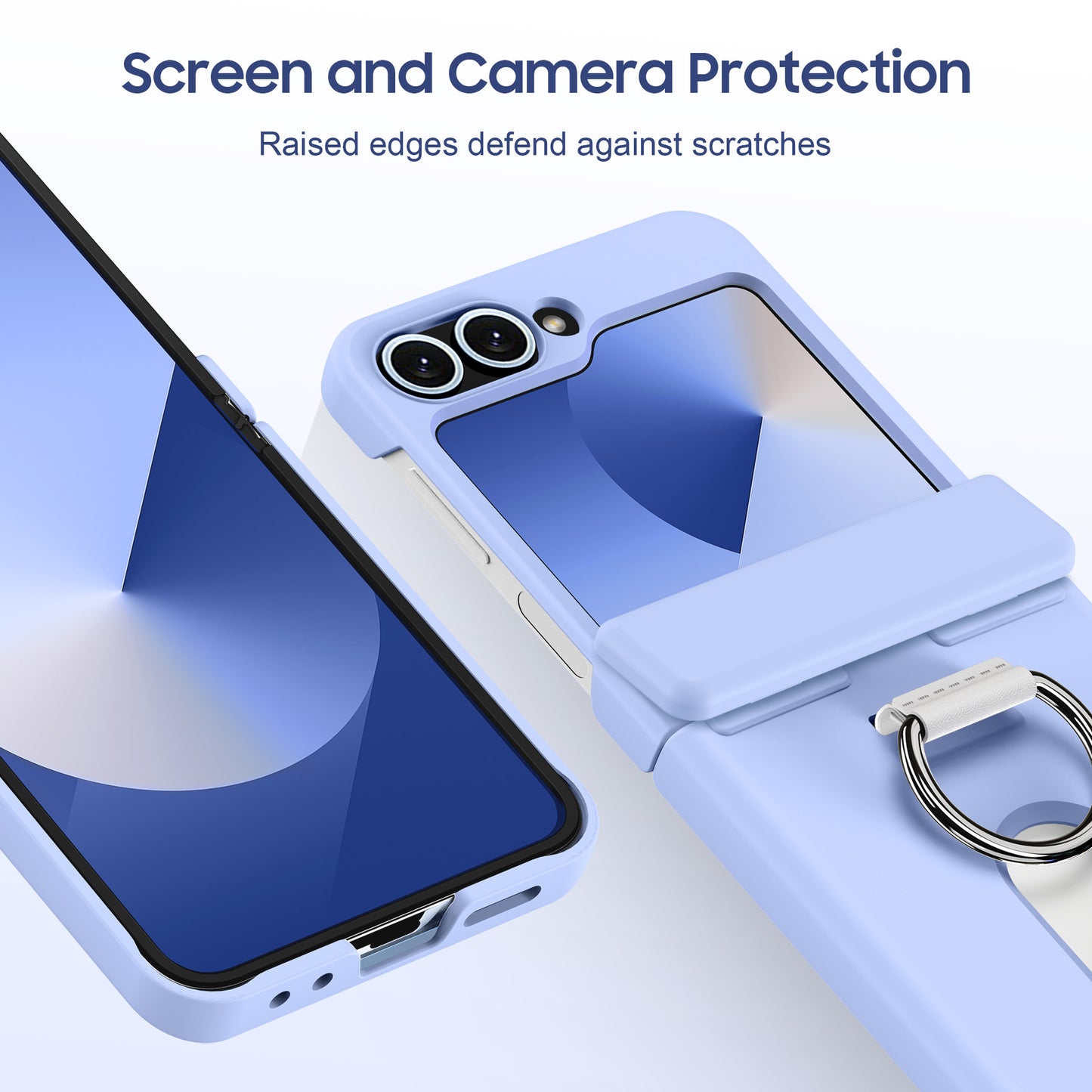 Shockproof Case with Hinge Guard, Card Holder, and Ring Bracket For samsung Z Flip