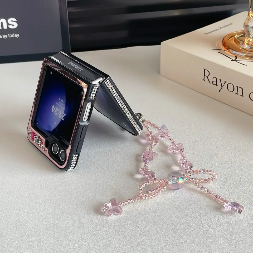 Luxury Diamond Butterfly Crystal Case with Chain for Samsung Galaxy Z Flip