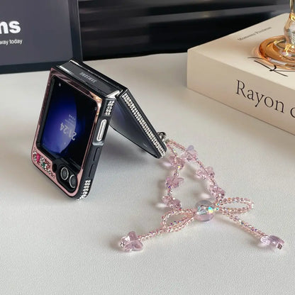 Luxury Diamond Butterfly Crystal Case with Chain for Samsung Galaxy Z Flip