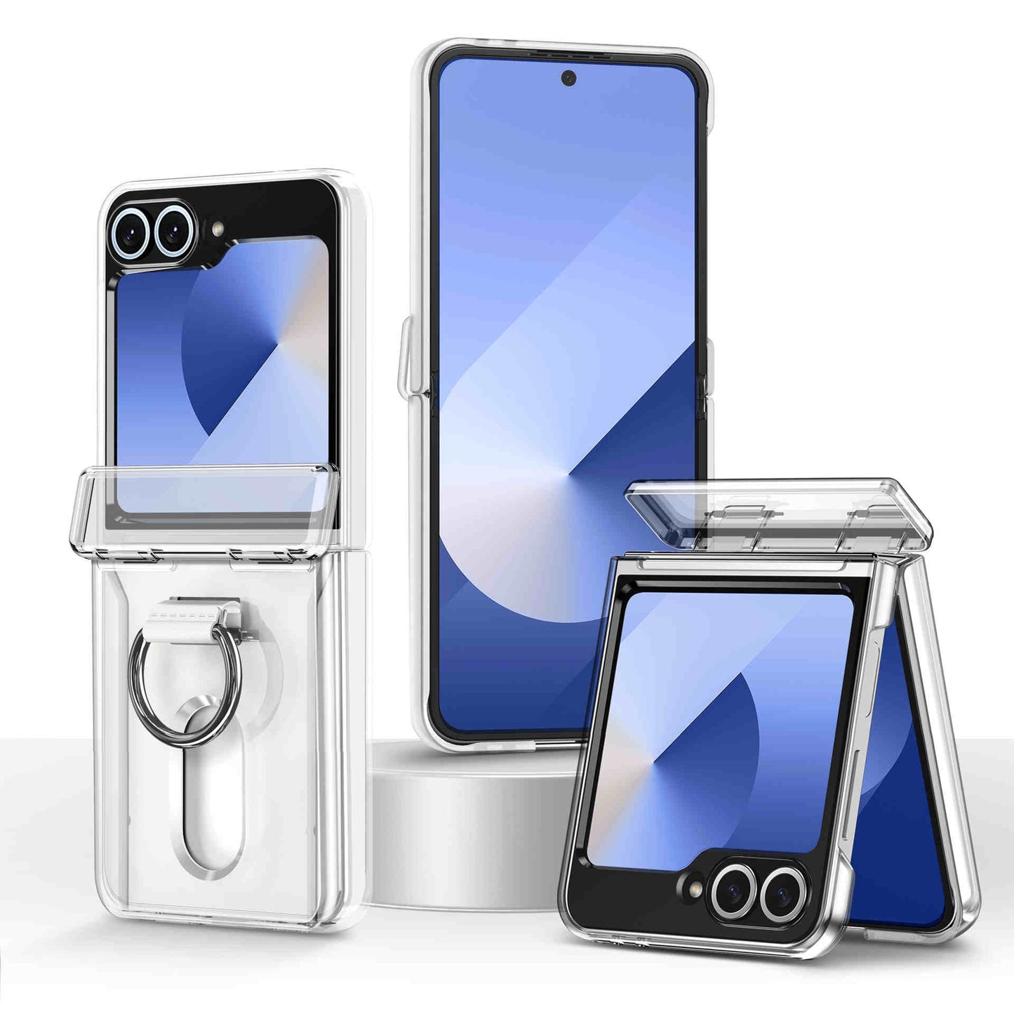 Shockproof Case with Hinge Guard, Card Holder, and Ring Bracket For samsung Z Flip