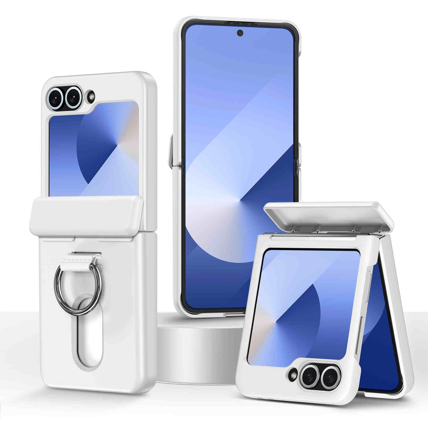 Shockproof Case with Hinge Guard, Card Holder, and Ring Bracket For samsung Z Flip